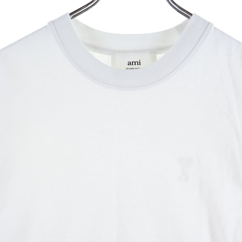 ami paris(アミパリス) Ami De Coeur T-Shirts アミドゥクゥールTシャツ ロゴ刺繍クルーネック半袖Tシャツ ホワイト UTS022.726 レディース