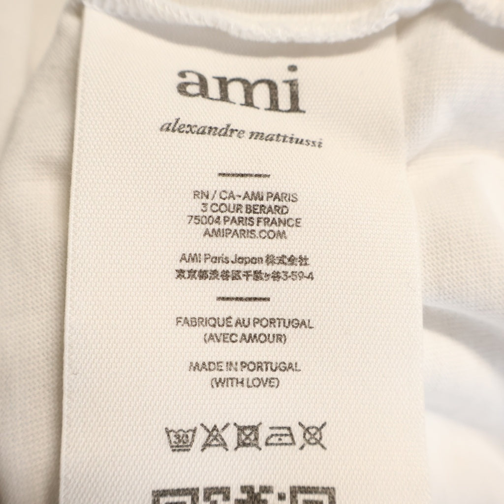 ami paris(アミパリス) Ami De Coeur T-Shirts アミドゥクゥールTシャツ ロゴ刺繍クルーネック半袖Tシャツ ホワイト UTS022.726 レディース
