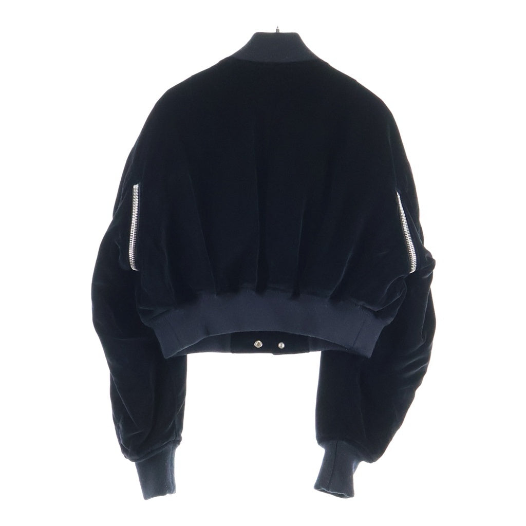 ALEXANDER WANG(アレキサンダーワン) Cropped MA-1 Jacket クロップドMA-1ジャケット ベロアショートボンバージャケット レディース ブラック 05T-01184313