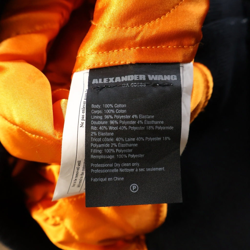 ALEXANDER WANG(アレキサンダーワン) Cropped MA-1 Jacket クロップドMA-1ジャケット ベロアショートボンバージャケット レディース ブラック 05T-01184313