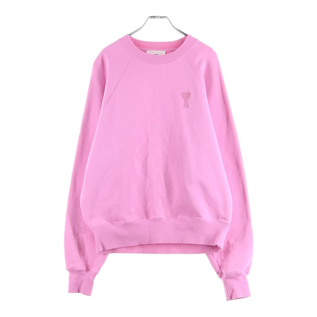 ami paris(アミパリス) Ami De Coeur Crewneck Sweatshirts アミドゥクールクルーネックスウェットシャツ ロゴ刺繍クルーネックスウェットトレーナー ピンク USW004.747 レディース