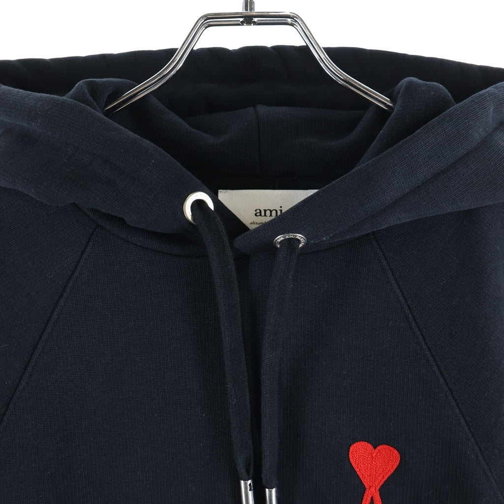 ami paris(アミパリス) Ami De Coeur Hoodie アミドゥクールフーディー ロゴ刺繍スウェットパーカー ブラック USW204.747