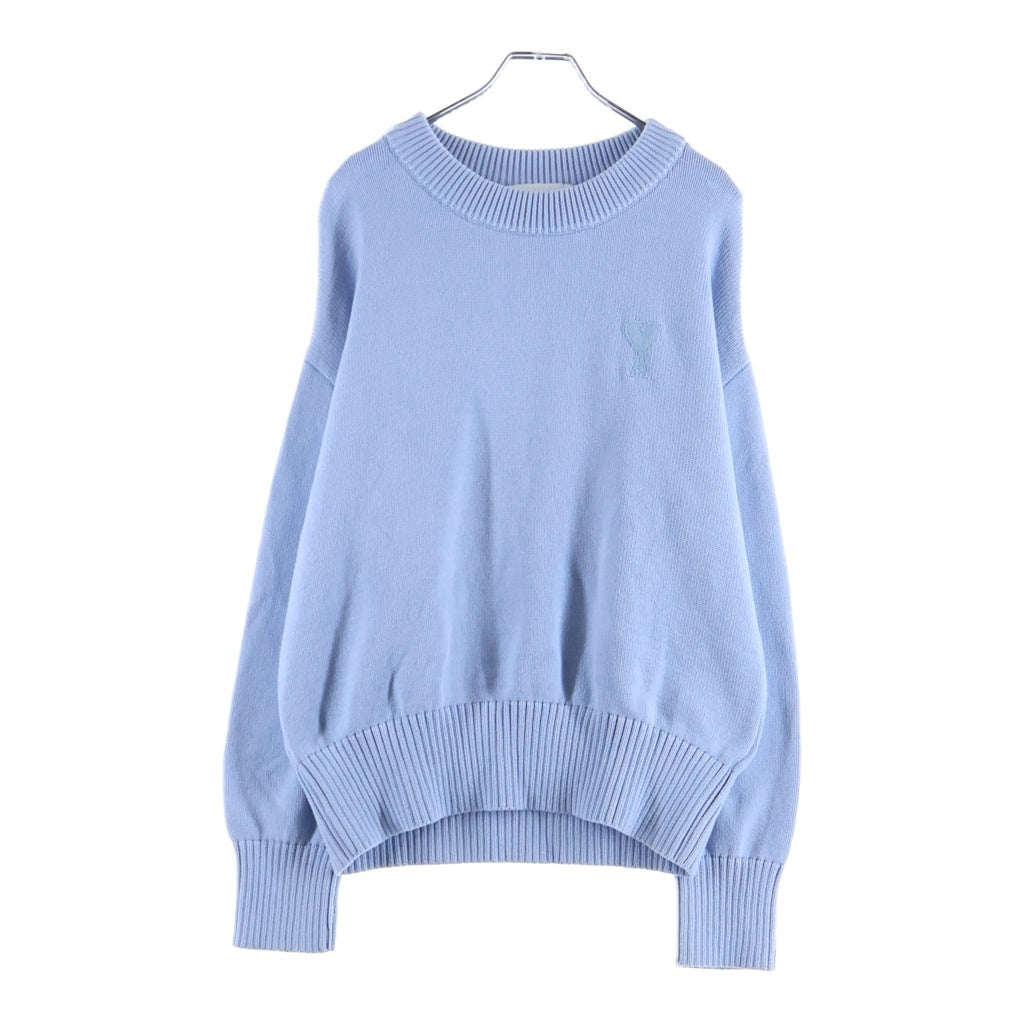 ami paris(アミパリス) Ami De Coeur Knit アミドゥクールニット ロゴ刺繍クルーネックニットセーター ライトブルー UKS008.016