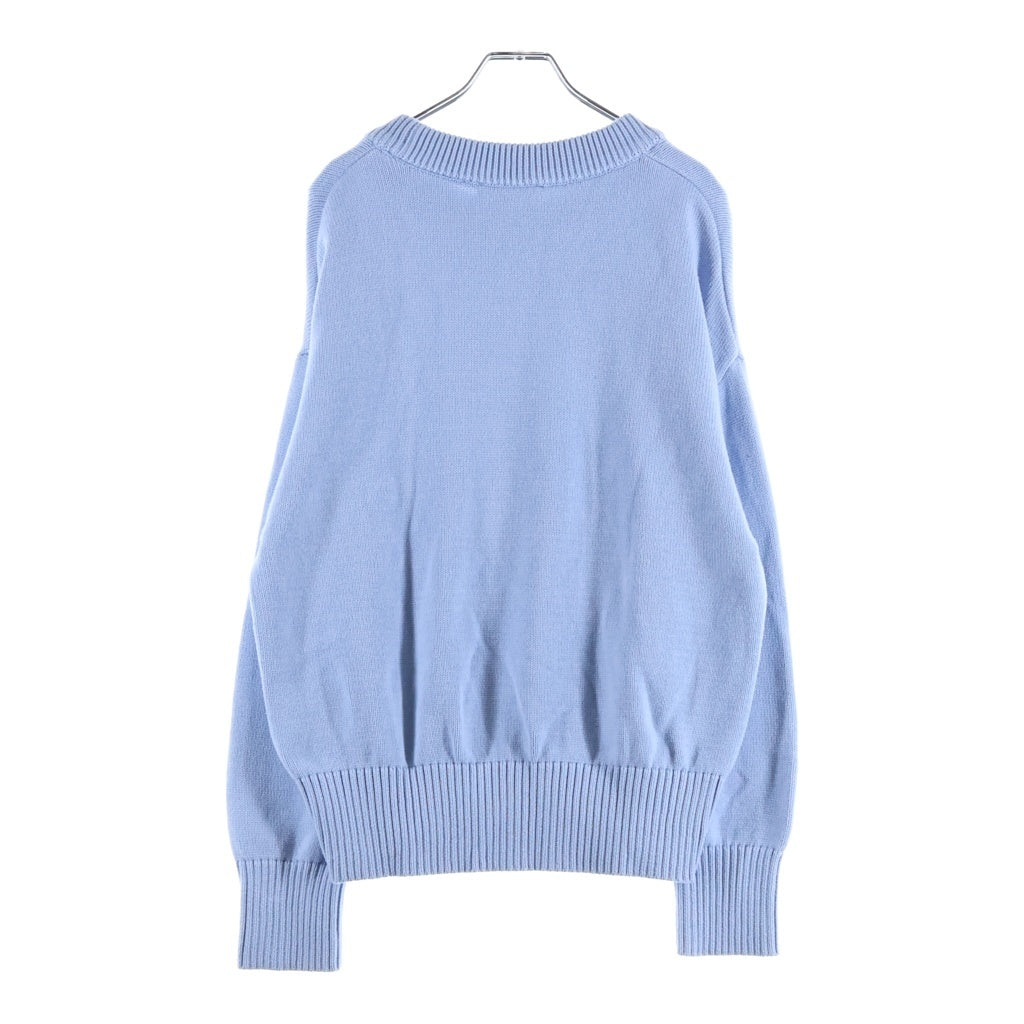 ami paris(アミパリス) Ami De Coeur Knit アミドゥクールニット ロゴ刺繍クルーネックニットセーター ライトブルー UKS008.016