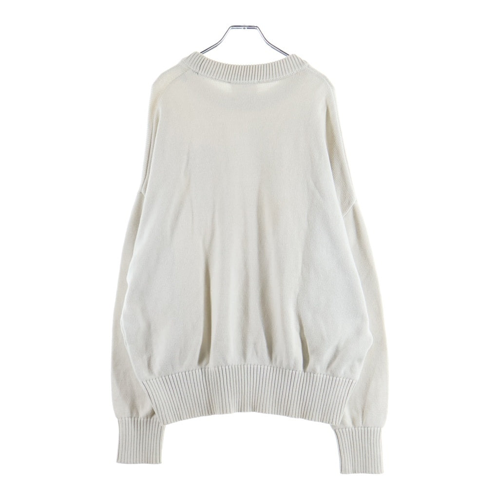 ami paris(アミパリス) Ami De Coeur Knit アミドゥクールニット ロゴ刺繍クルーネックニットセーター ホワイト A21HK009.016