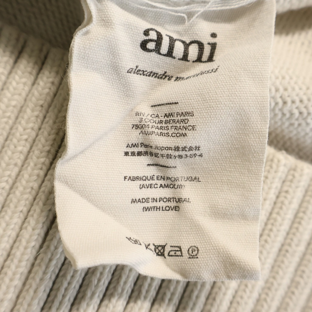 ami paris(アミパリス) Ami De Coeur Knit アミドゥクールニット ロゴ刺繍クルーネックニットセーター ホワイト A21HK009.016
