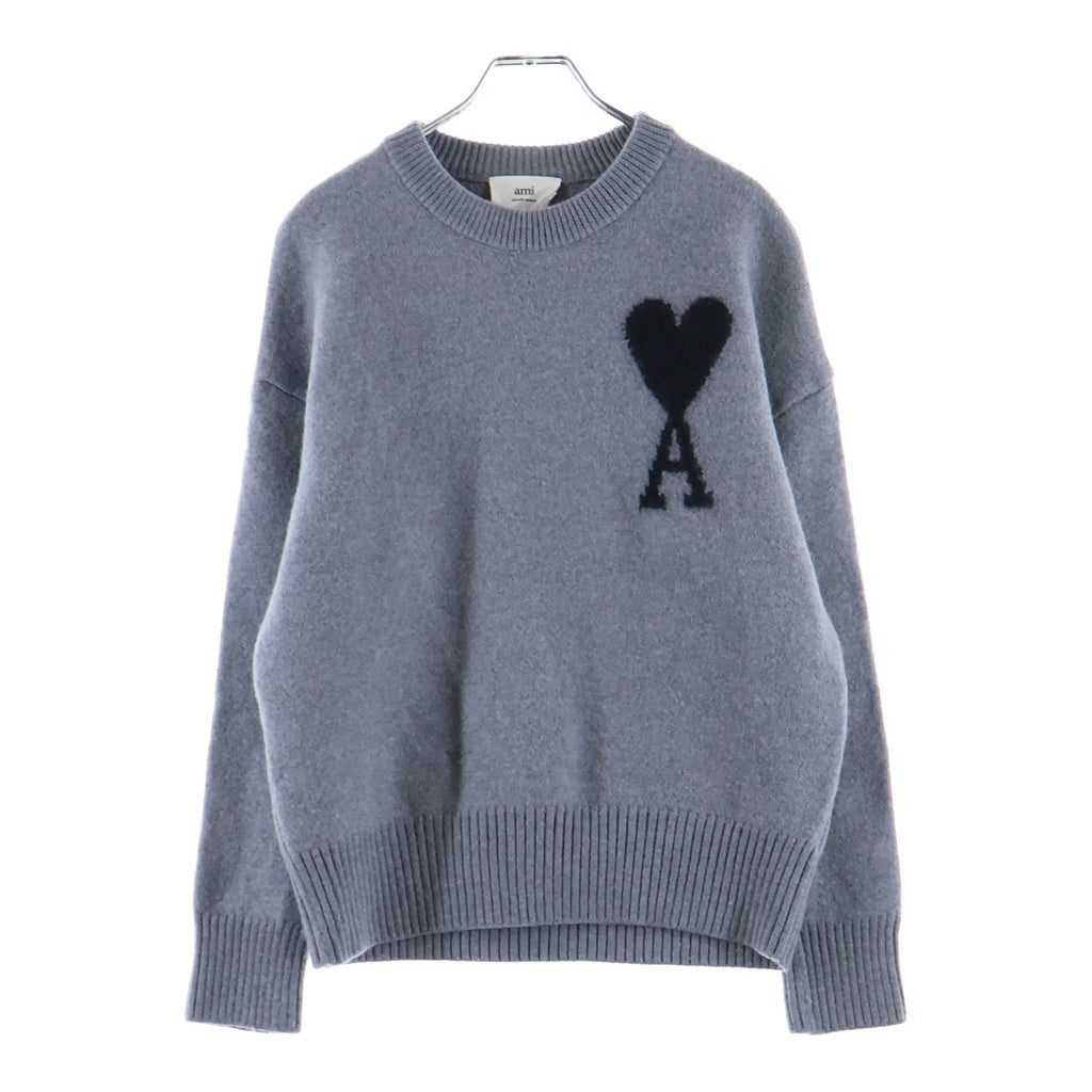 ami paris(アミパリス) ADC Crewneck Knit Sweater ADCクルーネックニットセーター ロゴ刺繍クルーネックニットセーター グレー UKS002.018