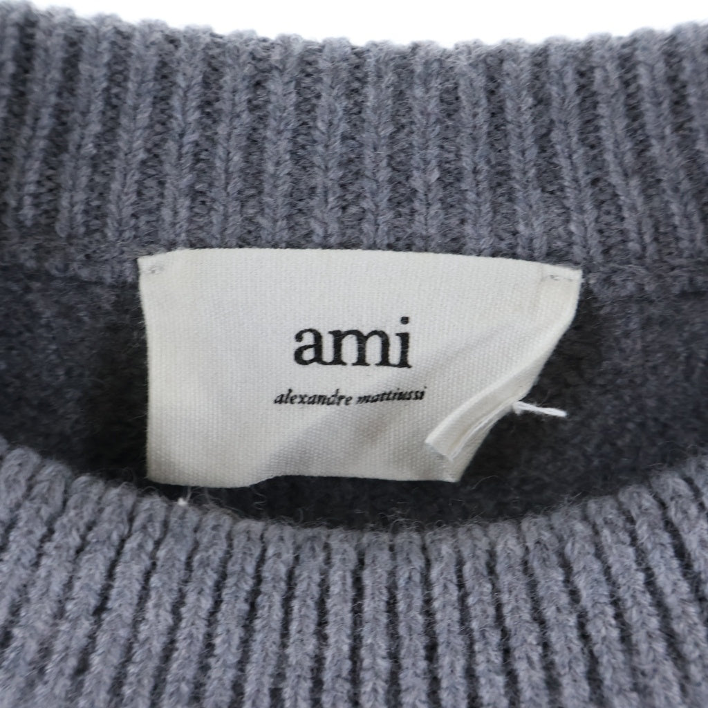 ami paris(アミパリス) ADC Crewneck Knit Sweater ADCクルーネックニットセーター ロゴ刺繍クルーネックニットセーター グレー UKS002.018