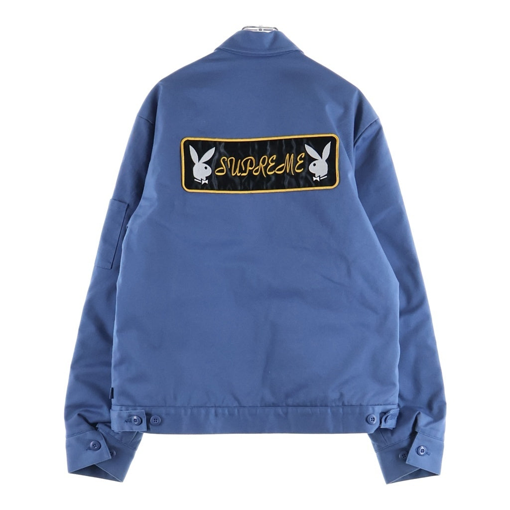 SUPREME(シュプリーム) 16AW ×Playboy Work Jacket ×プレイボーイ ワークジャケット ロゴ刺繍キルティングライナージップアップジャケット ライトブルー