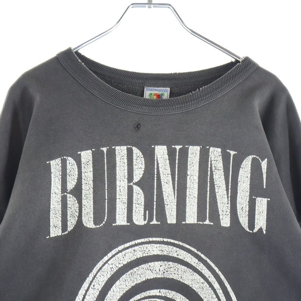 SAINT MICHAEL(セントマイケル) Crew Sweat Burning クルーネック スウェット ダメージ加工 チャコール SM-S23-0000-041