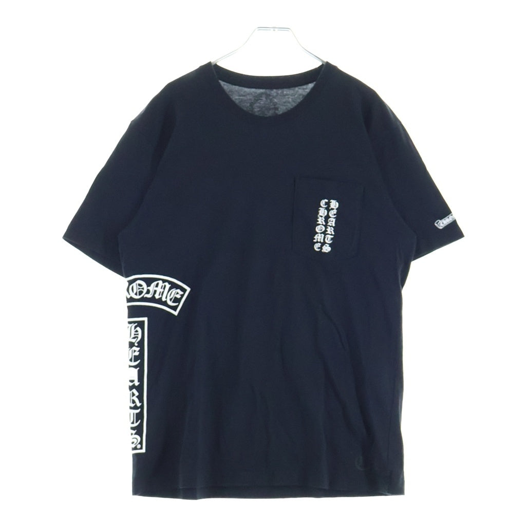 CHROME HEARTS(クロムハーツ) VERTICAL T BAR BACK HORSESHOE S/S TEE バーチカルTバーバックホースシュー ロゴプリントクルーネック半袖Tシャツ ブラック