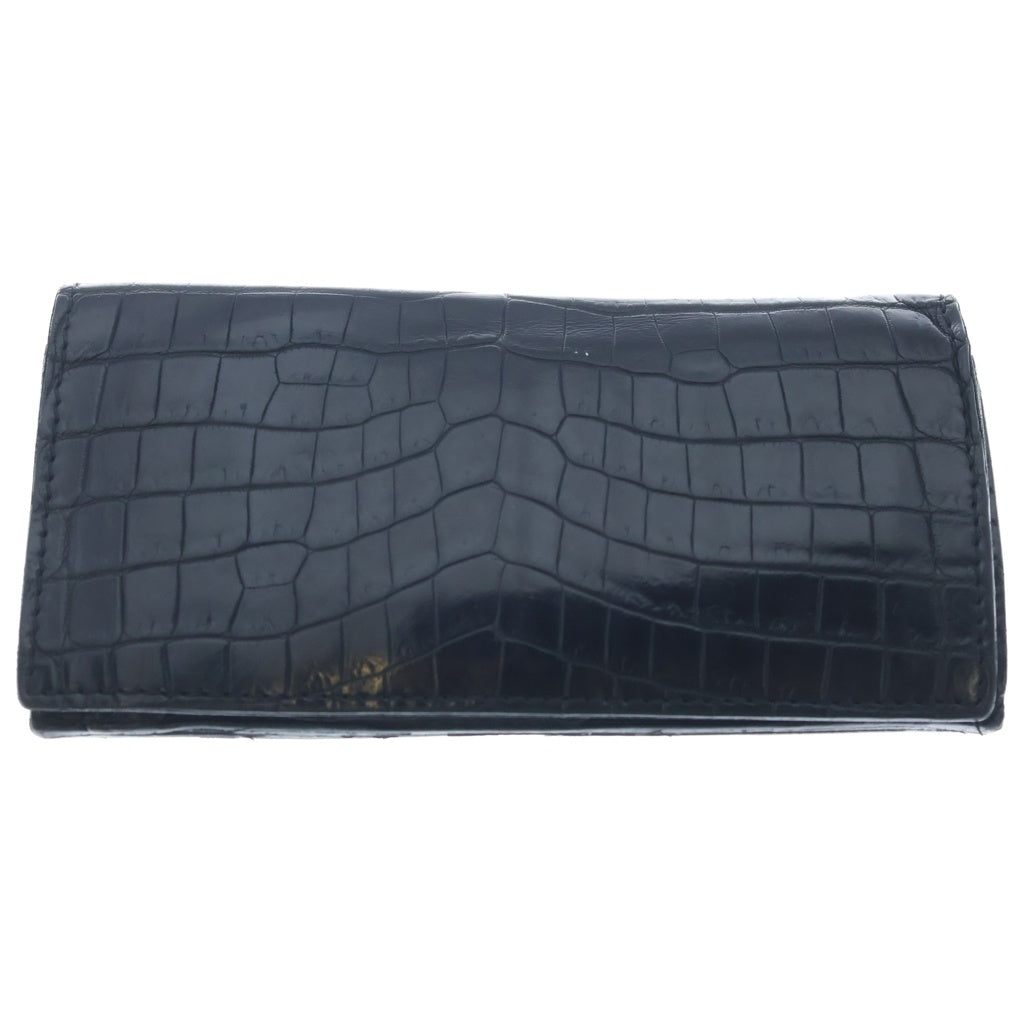 ISAMU KATAYAMA BACKLASH(イサムカタヤマバックラッシュ) クロコ型押し 長財布 ロングウォレット ブラック
