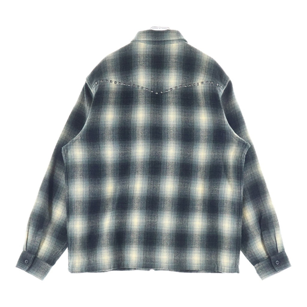 SUPREME(シュプリーム) 25AW Studded Shadow Plaid Zip Up Shirt スタッズ シャドウプレイド ジップアップシャツ ジャケット ブラック