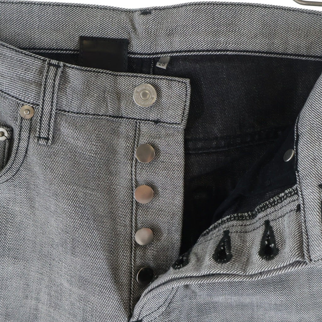 Dior HOMME(ディオールオム) 08AW By Kris Van Assche Tight Straight Denim クリスヴァンアッシュ期 タイトストレートデニム ボタンフライスリムストレートデニムパンツ グレー 8H3111750920