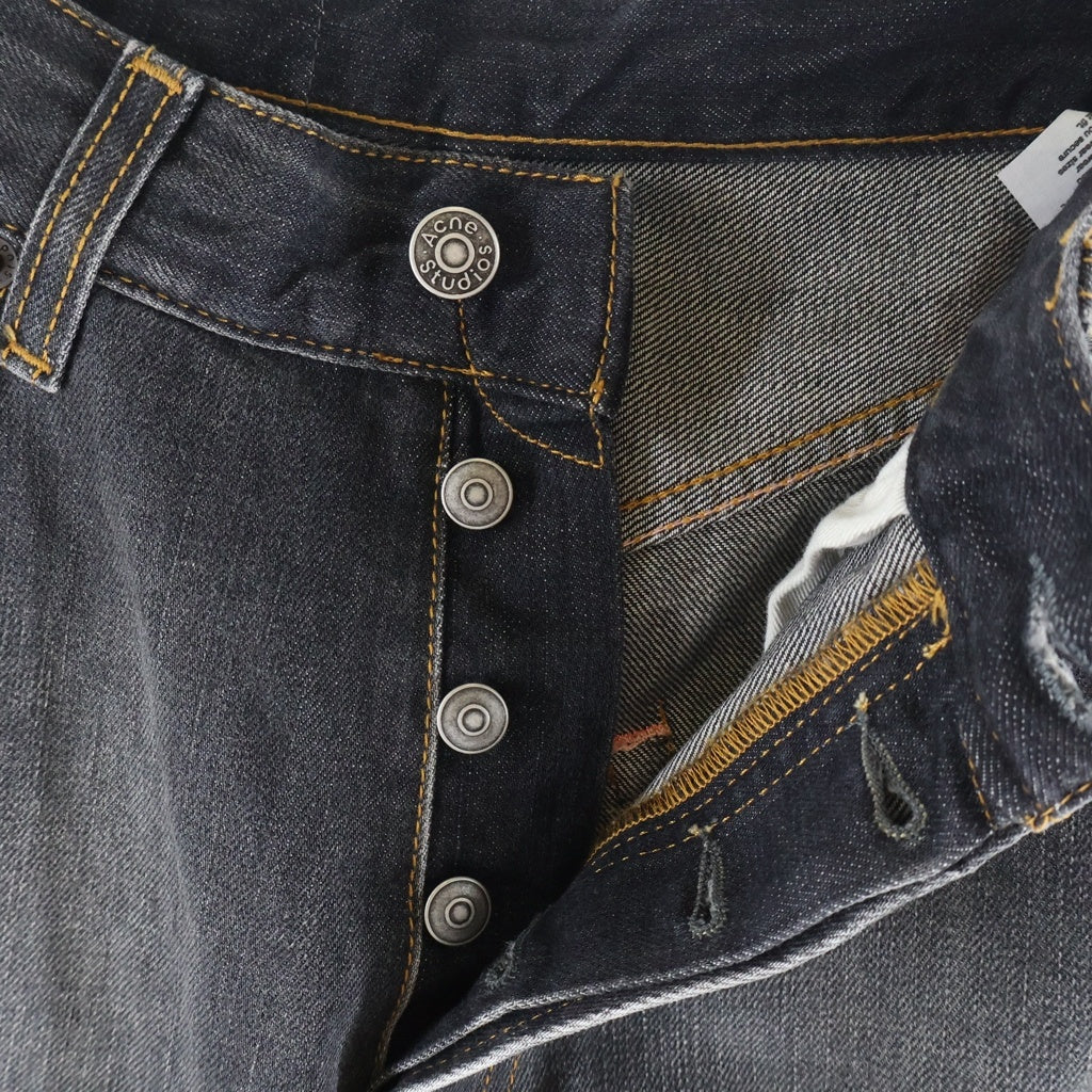 Acne Studios(アクネ ストゥディオズ) 2023 U Black Trafalgar トラファルガー ペイント加工 ボタンフライ ルーズフィットジーンズ デニムパンツ インディゴ C0089