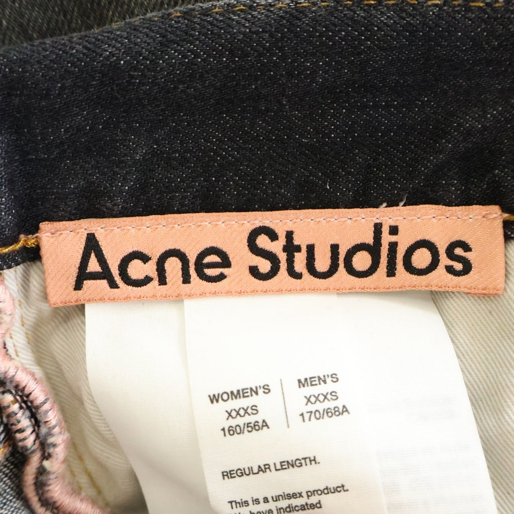 Acne Studios(アクネ ストゥディオズ) 2023 U Black Trafalgar トラファルガー ペイント加工 ボタンフライ ルーズフィットジーンズ デニムパンツ インディゴ C0089