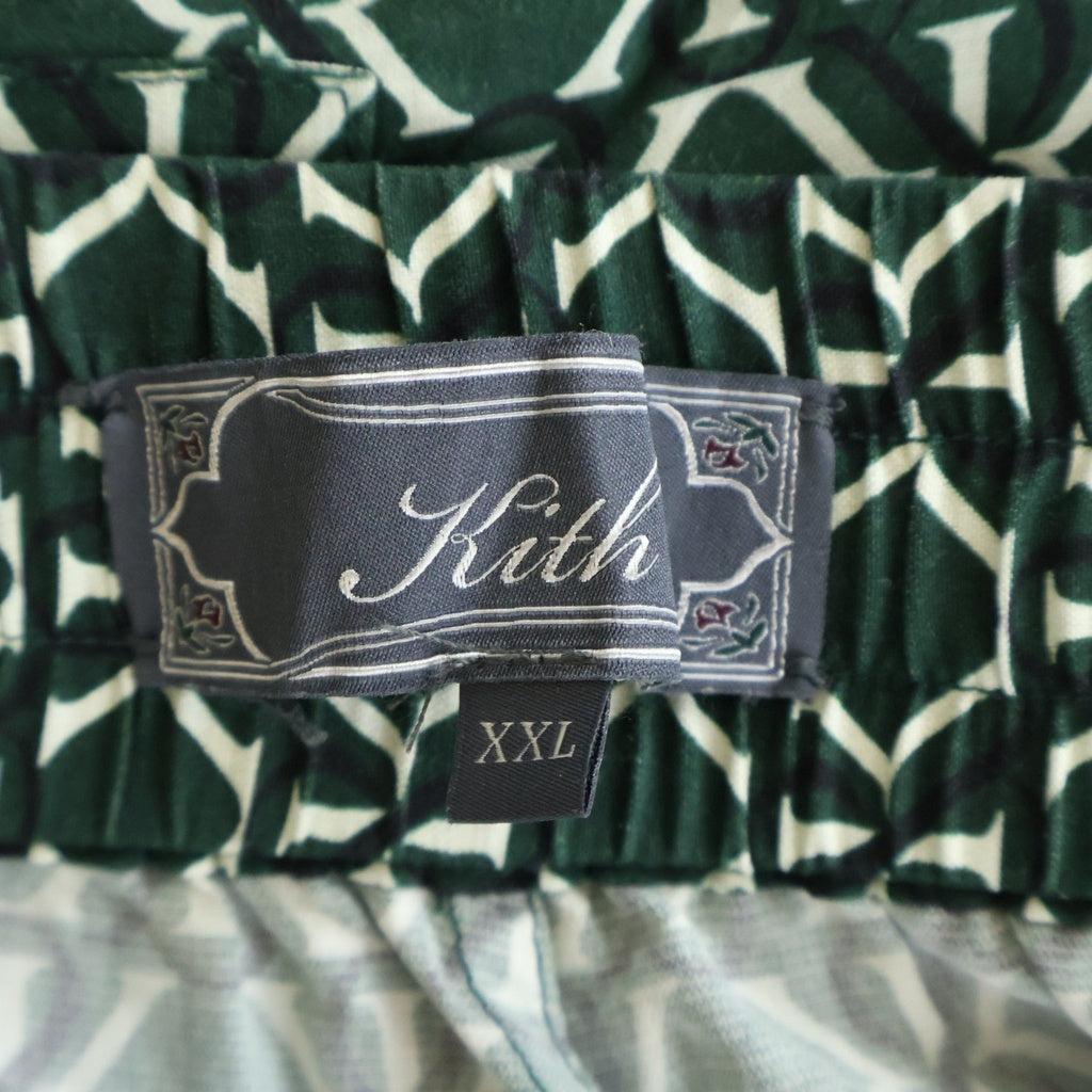 KITH(キス) Monogram Crest Lewis Short モノグラムクレストルイスショート 総柄ドローストリングイージーハーフパンツ グリーン KHM060877