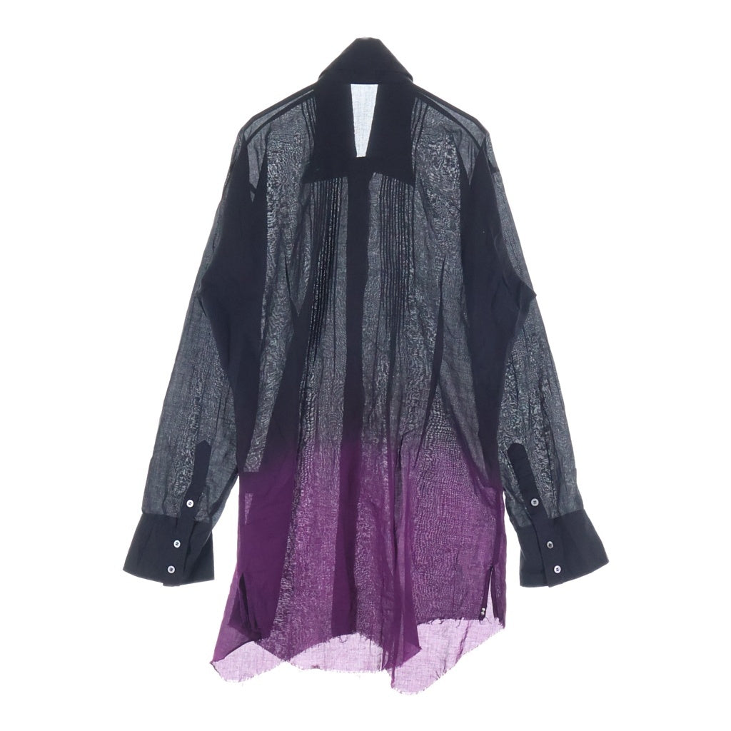 KMRii(ケムリ) Gradation Layered Shirts 03 ROYAL FLASH別注 スカルボタン長袖ロングシャツ ブラック/パープル