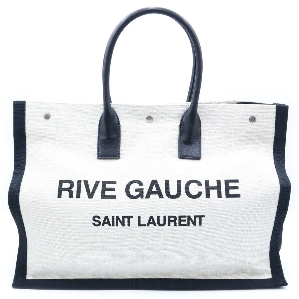 SAINT LAURENT PARIS(サンローランパリ) RIVE GAUCHE リブゴーシュ ロゴプリント トートバッグ ホワイト/ブラック 509415