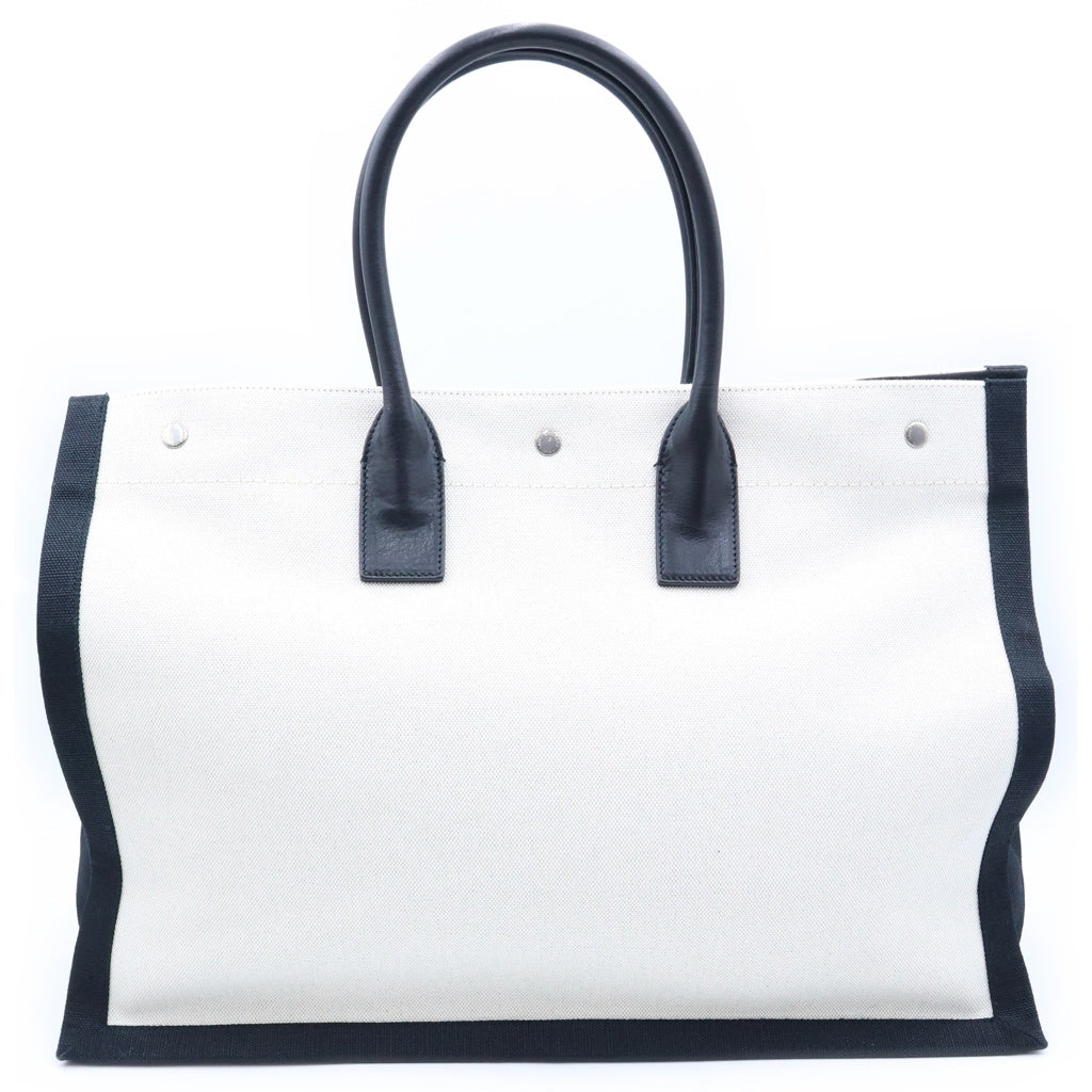 SAINT LAURENT PARIS(サンローランパリ) RIVE GAUCHE リブゴーシュ ロゴプリント トートバッグ ホワイト/ブラック 509415