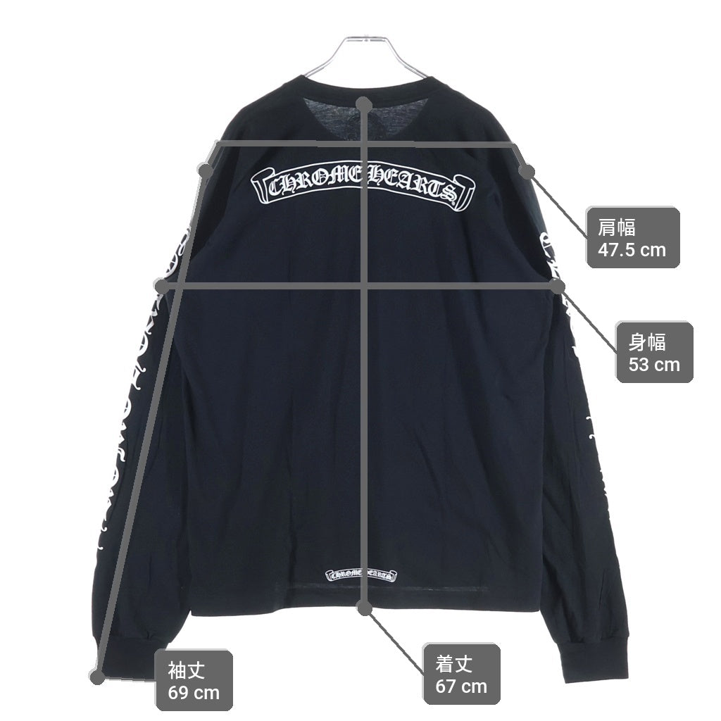 CHROME HEARTS(クロムハーツ) CH SCROLL LOGO L/S TEE スクロールロゴ アームプリント クルーネック長袖Tシャツ カットソー ブラック