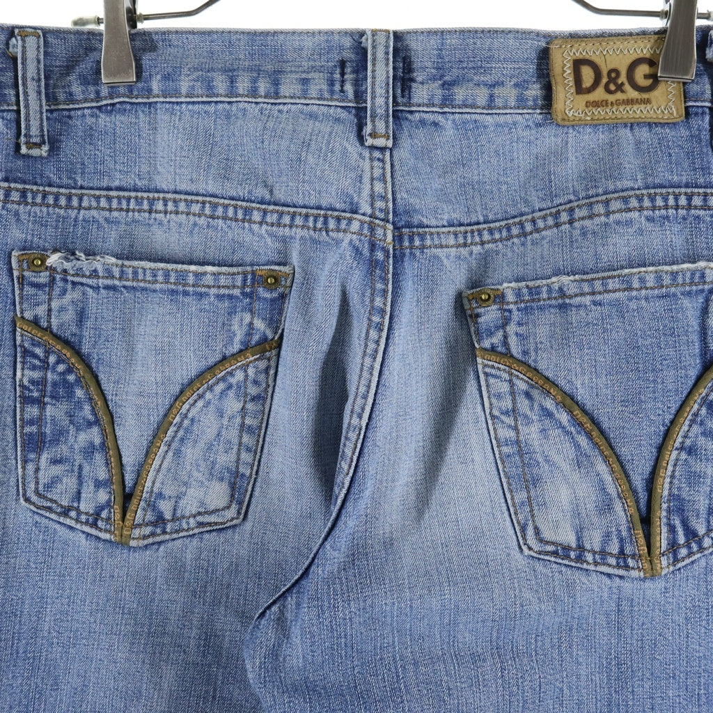 D&G(ディーアンドジー) イタリア製 エイジング加工 ジップフライ ストレートデニムパンツ ジーンズ インディゴ