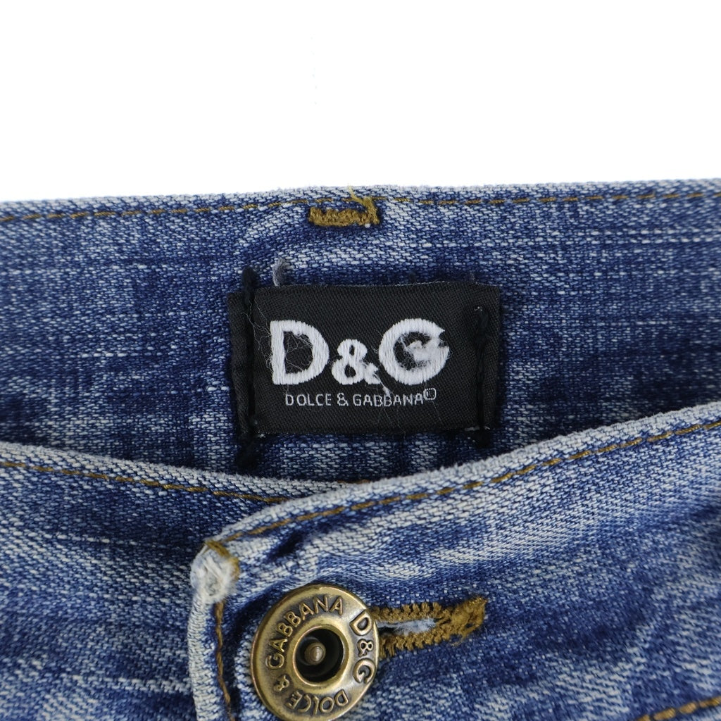 D&G(ディーアンドジー) イタリア製 エイジング加工 ジップフライ ストレートデニムパンツ ジーンズ インディゴ