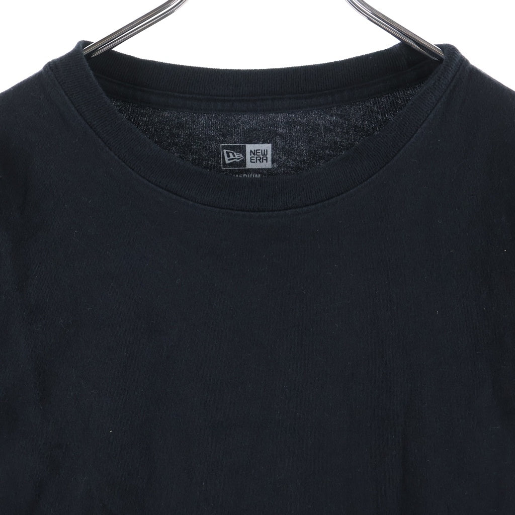 Yohji Yamamoto POUR HOMME(ヨウジヤマモト プールオム) ×New Era LS COTTON TEE YY ×ニューエラロングスリーブコットンティー アームロゴプリントクルーネック長袖Tシャツ ブラック HN-T99-083