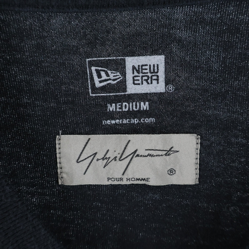 Yohji Yamamoto POUR HOMME(ヨウジヤマモト プールオム) ×New Era LS COTTON TEE YY ×ニューエラロングスリーブコットンティー アームロゴプリントクルーネック長袖Tシャツ ブラック HN-T99-083