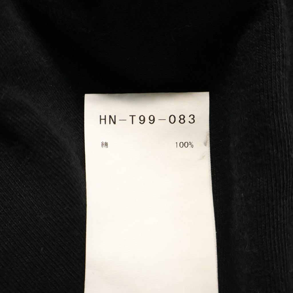 Yohji Yamamoto POUR HOMME(ヨウジヤマモト プールオム) ×New Era LS COTTON TEE YY ×ニューエラロングスリーブコットンティー アームロゴプリントクルーネック長袖Tシャツ ブラック HN-T99-083