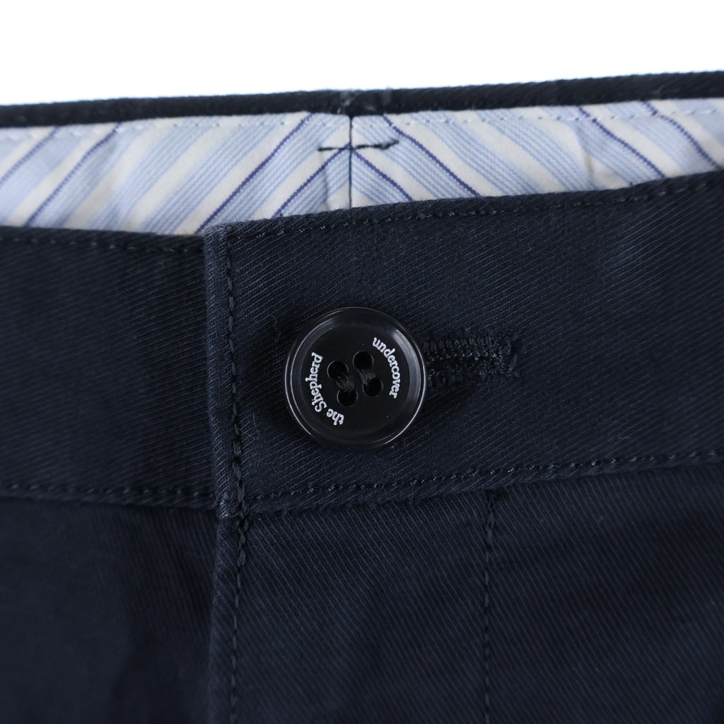 UNDERCOVER(アンダーカバー) 16AW The Shepherd ザ シェパード リネンコットンカルゼテーパードスラックス ロゴパッチクロップドテーパードパンツ ネイビー USQ9501