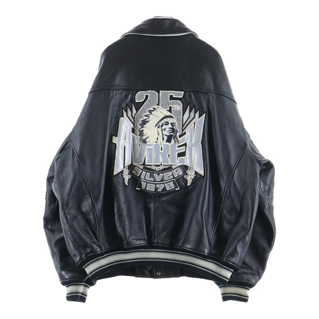 AVIREX(アヴィレックス) 00S VINTAGE 50th Anniversary VARSITY LEATHER JACKET ヴィンテージ 25周年記念 バーシティ レザージャケット スタジャン ブラック
