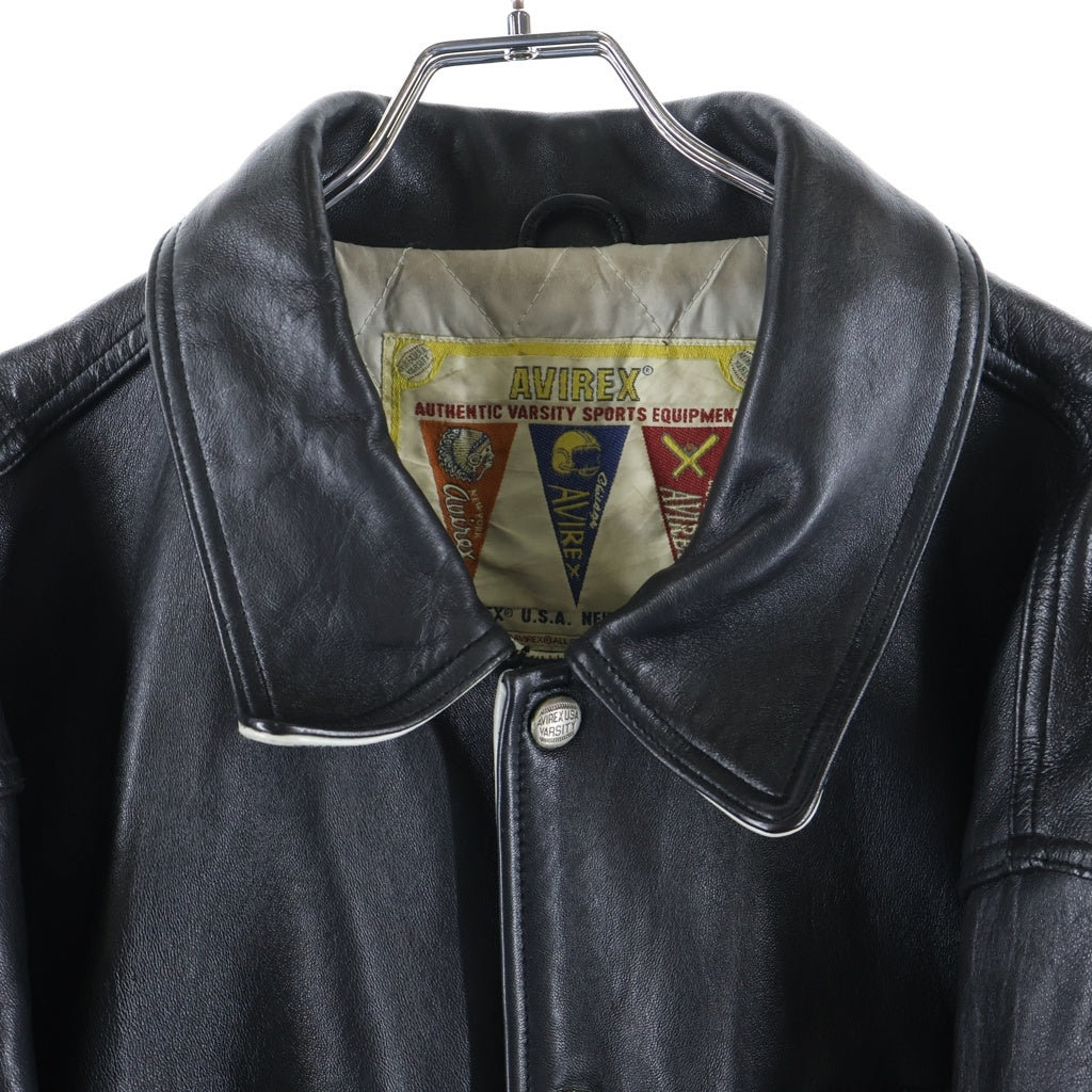 AVIREX(アヴィレックス) 00S VINTAGE 50th Anniversary VARSITY LEATHER JACKET ヴィンテージ 25周年記念 バーシティ レザージャケット スタジャン ブラック