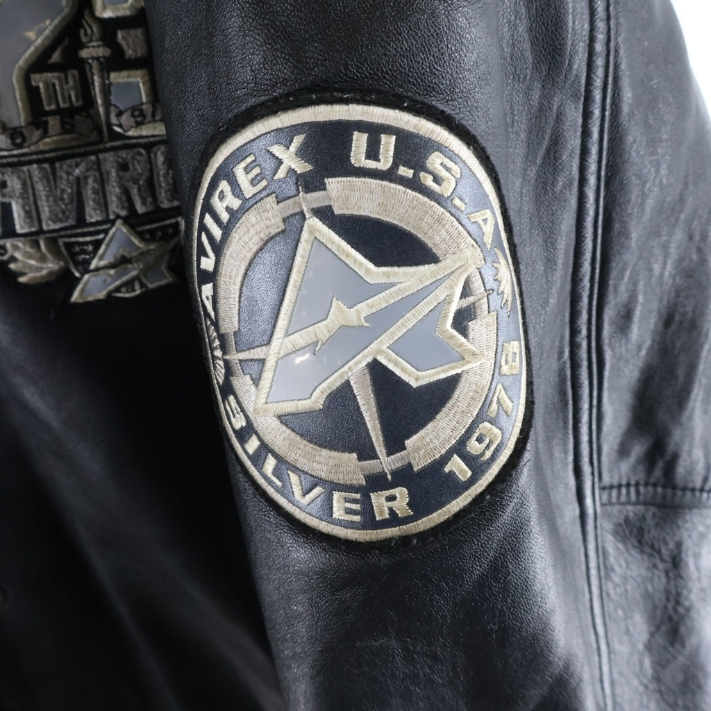 AVIREX(アヴィレックス) 00S VINTAGE 50th Anniversary VARSITY LEATHER JACKET ヴィンテージ 25周年記念 バーシティ レザージャケット スタジャン ブラック