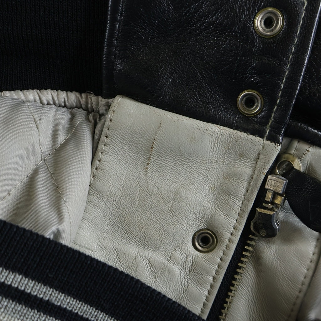AVIREX(アヴィレックス) 00S VINTAGE 50th Anniversary VARSITY LEATHER JACKET ヴィンテージ 25周年記念 バーシティ レザージャケット スタジャン ブラック