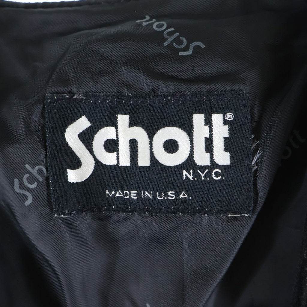 SCHOTT(ショット) 米国製 スエードレザー くるみボタン ベスト ブラック