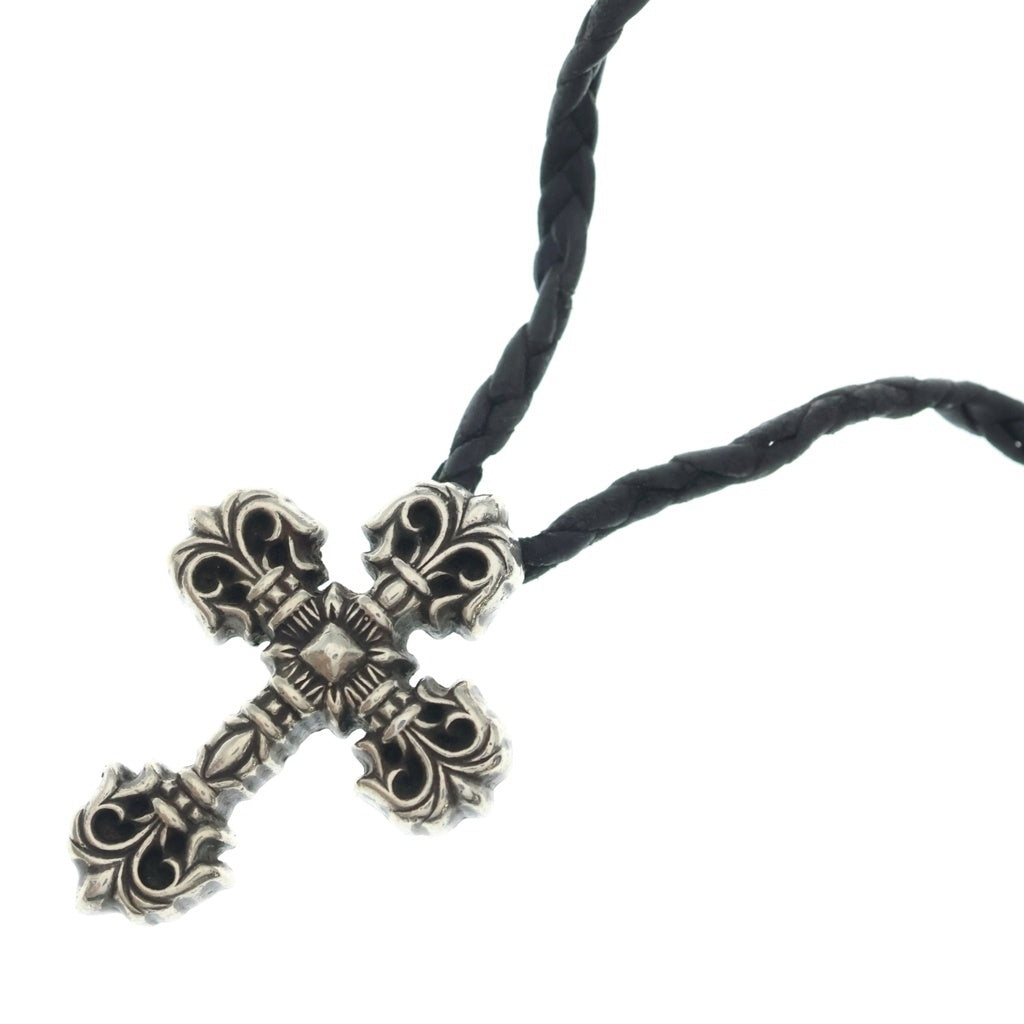 CHROME HEARTS(クロムハーツ) FILIG CROSS-XSM LB フィリグリークロスXS wレザーブレイド ネックレス シルバー