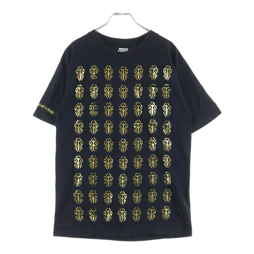 CHROME HEARTS(クロムハーツ) OLD VINE DAGGER BACK BS FLUER S/S TEE ヴァインダガー総柄プリントクルーネック半袖ポケットTシャツ ブラック