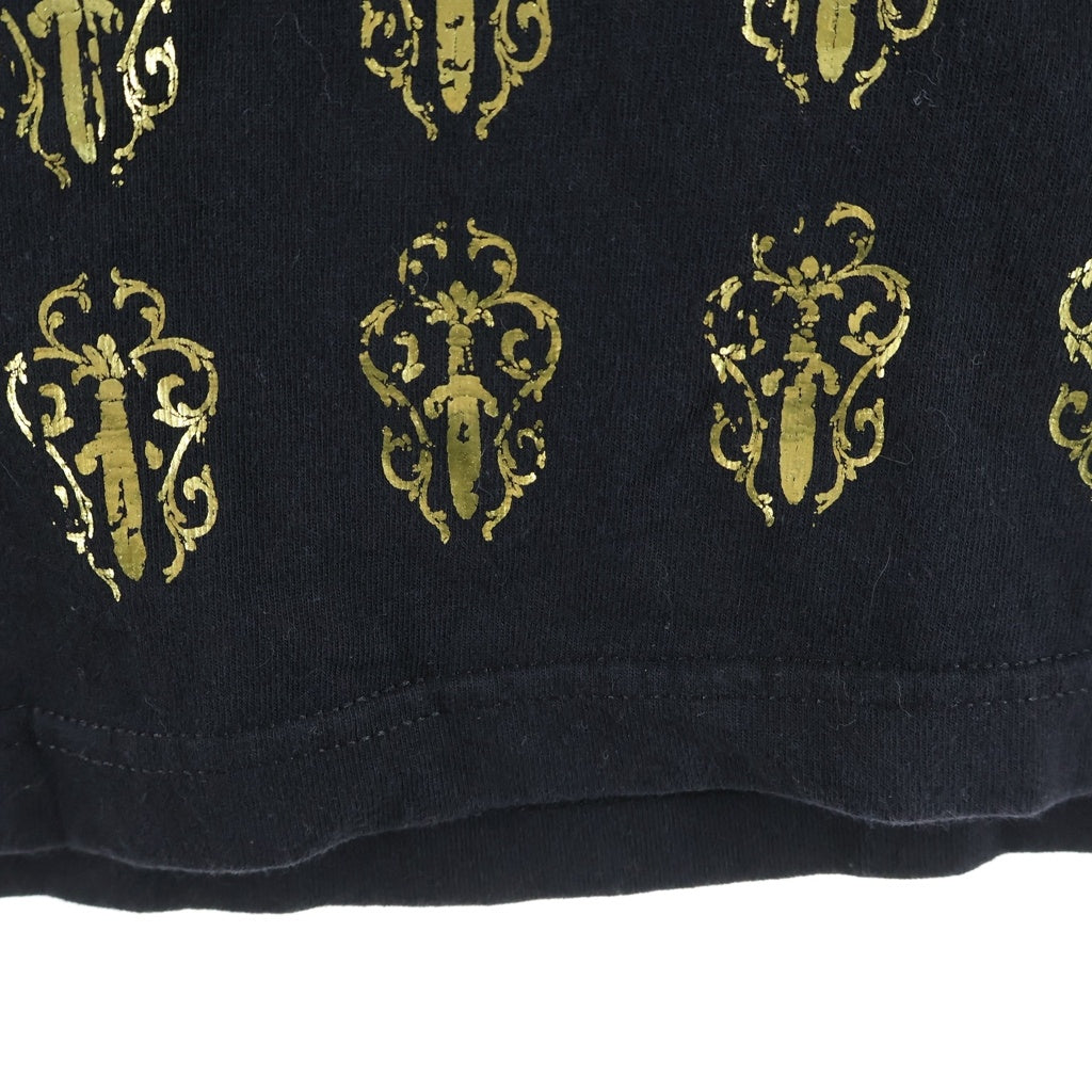 CHROME HEARTS(クロムハーツ) OLD VINE DAGGER BACK BS FLUER S/S TEE ヴァインダガー総柄プリントクルーネック半袖ポケットTシャツ ブラック