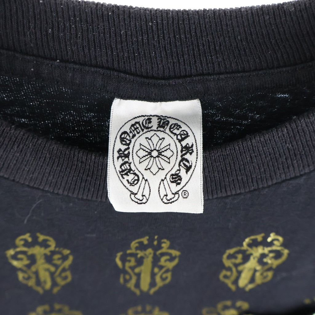CHROME HEARTS(クロムハーツ) OLD VINE DAGGER BACK BS FLUER S/S TEE ヴァインダガー総柄プリントクルーネック半袖ポケットTシャツ ブラック
