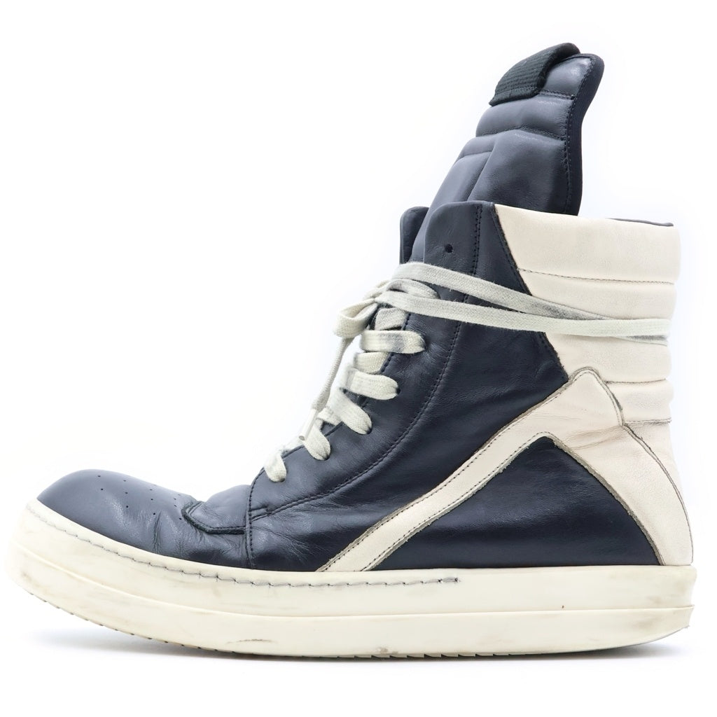 Rick Owens(リックオウエンス) Geobasket Sneaker ジオバスケットレザーハイカットスニーカー ブラック/ホワイト 76703