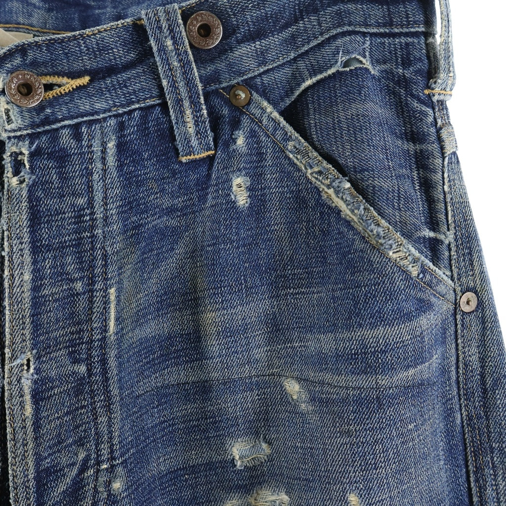 RRL(ダブルアールエル) Lot091 Colorado Buckle Back Japan Woven Selvedge Denim コロラドバックルバック ジャパンウーブンセルビッジデニム ダメージ加工ストレートワークデニムパンツ インディゴ