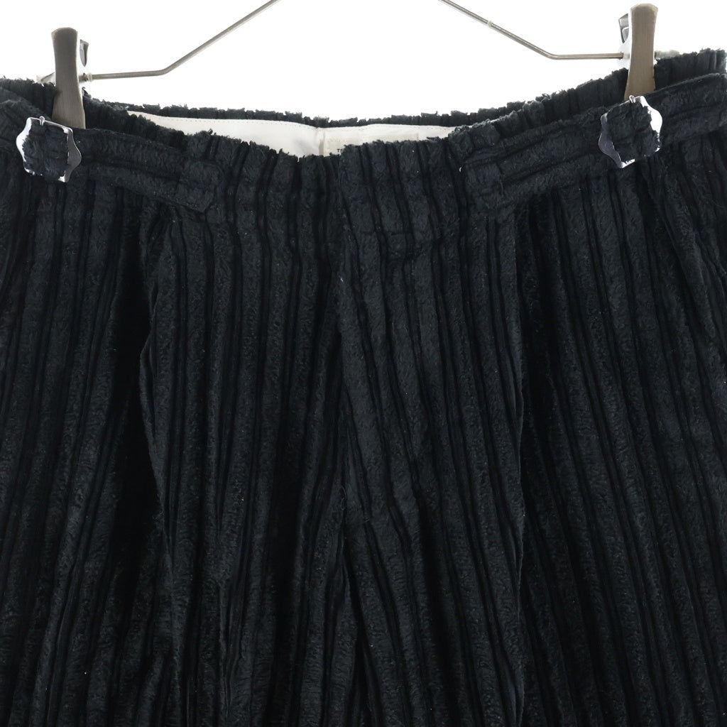 CALEE(キャリー) 23AW Jumbo Corduroy Trousers ジャンボコーデュロイトラウザーズ ジップフライコーデュロイサイドベルトパンツ ブラック
