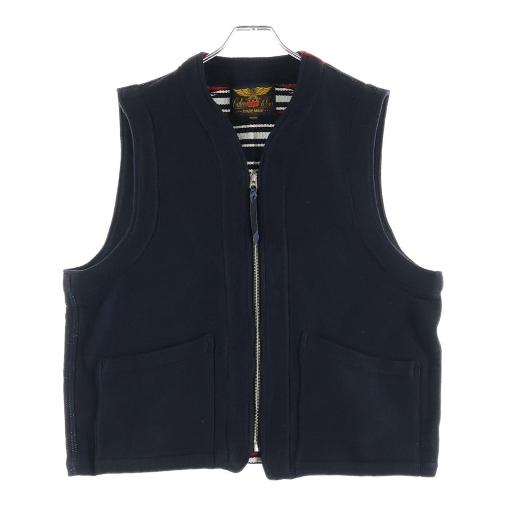 CALEE(キャリー) Native Blanket Vest ネイティブブランケットベスト ジャコードパターンジップベスト ブラック/レッド CL-26EA001ULT