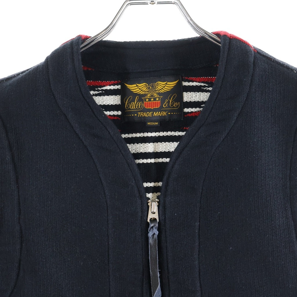 CALEE(キャリー) Native Blanket Vest ネイティブブランケットベスト ジャコードパターンジップベスト ブラック/レッド CL-26EA001ULT