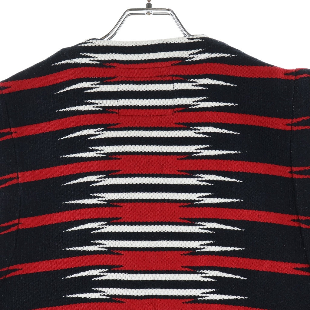 CALEE(キャリー) Native Blanket Vest ネイティブブランケットベスト ジャコードパターンジップベスト ブラック/レッド CL-26EA001ULT