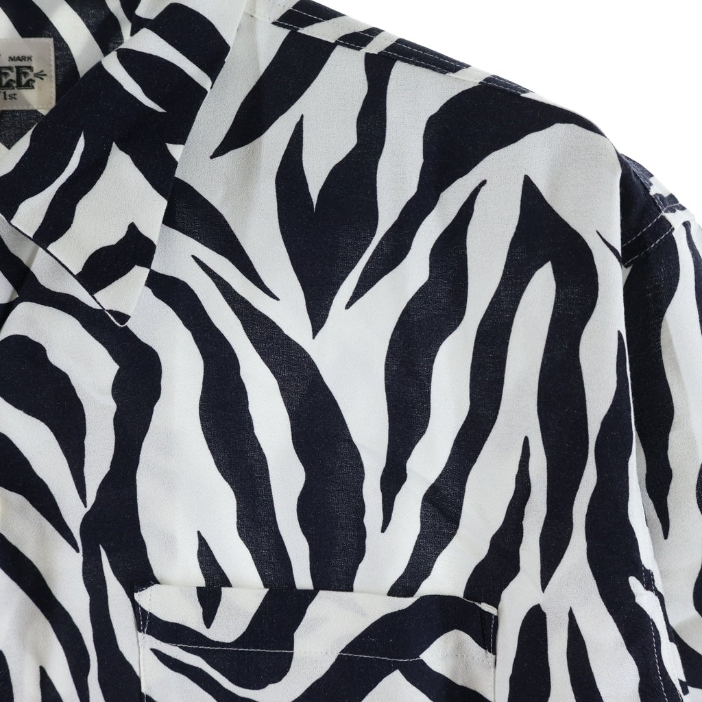 CALEE(キャリー) Zebra Flame Pattern S/S Shirts ゼブラフレームパターンショートスリーブシャツ 総柄ボタンダウンオープンカラー半袖シャツ CL-26SS043 ブラック/レッド