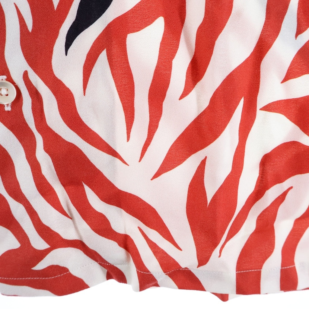 CALEE(キャリー) Zebra Flame Pattern S/S Shirts ゼブラフレームパターンショートスリーブシャツ 総柄ボタンダウンオープンカラー半袖シャツ CL-26SS043 ブラック/レッド