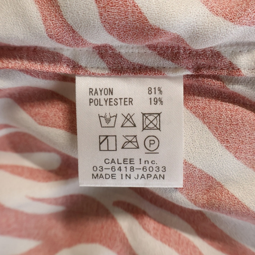 CALEE(キャリー) Zebra Flame Pattern S/S Shirts ゼブラフレームパターンショートスリーブシャツ 総柄ボタンダウンオープンカラー半袖シャツ CL-26SS043 ブラック/レッド