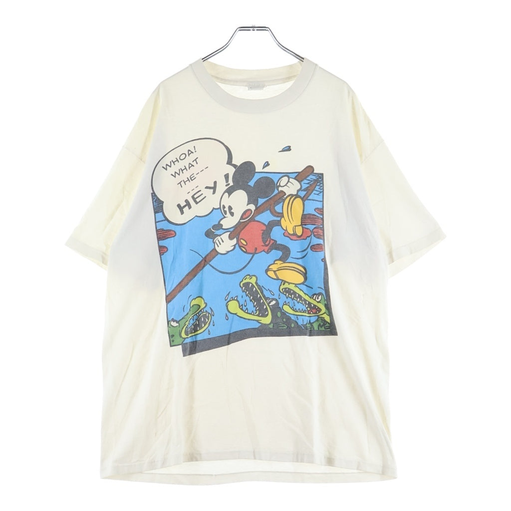 VINTAGE(ヴィンテージ) 90S VINTAGE MICKEY TEE ヴィンテージ USA製 フロントミッキーロゴプリント クルーネック半袖Tシャツ カットソー ホワイト